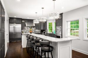 Shaker Kitchen in white and grey. This design won a kitchen design award.