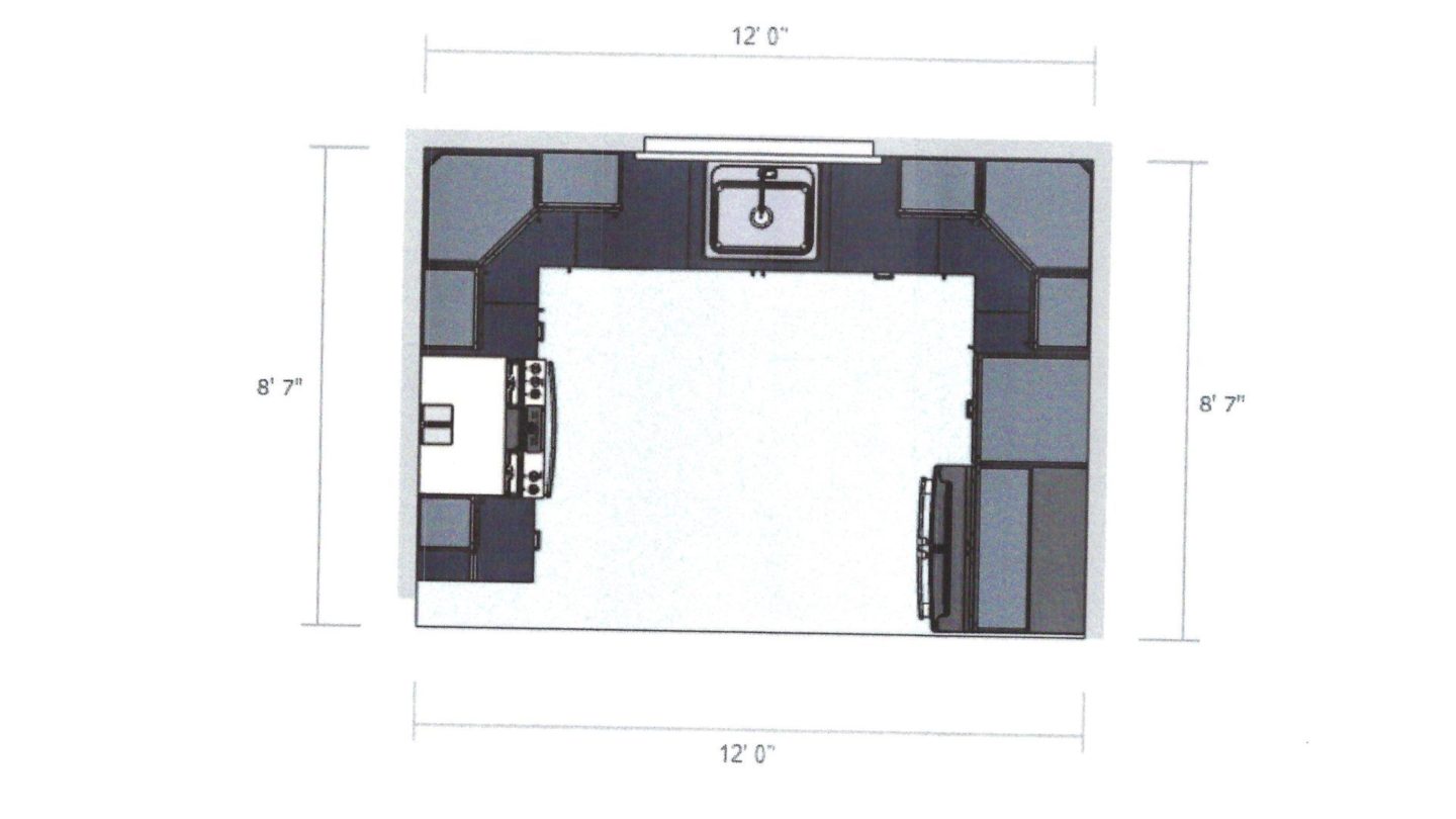 12 by 8.7 foot kitchen design plan