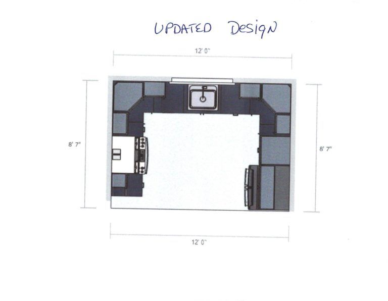 12 by 8.7 foot kitchen design plan