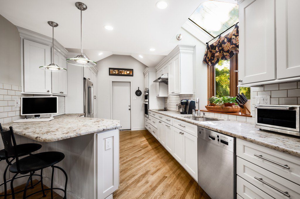 Modern West Chester kitchen design within an awkwardly spaced room