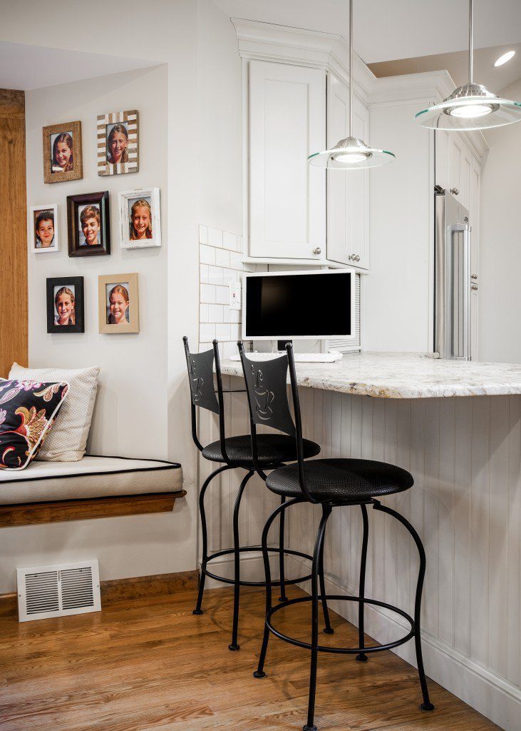 A small counter area makes for a perfect spot for breakfast in this West Chester Kitchen