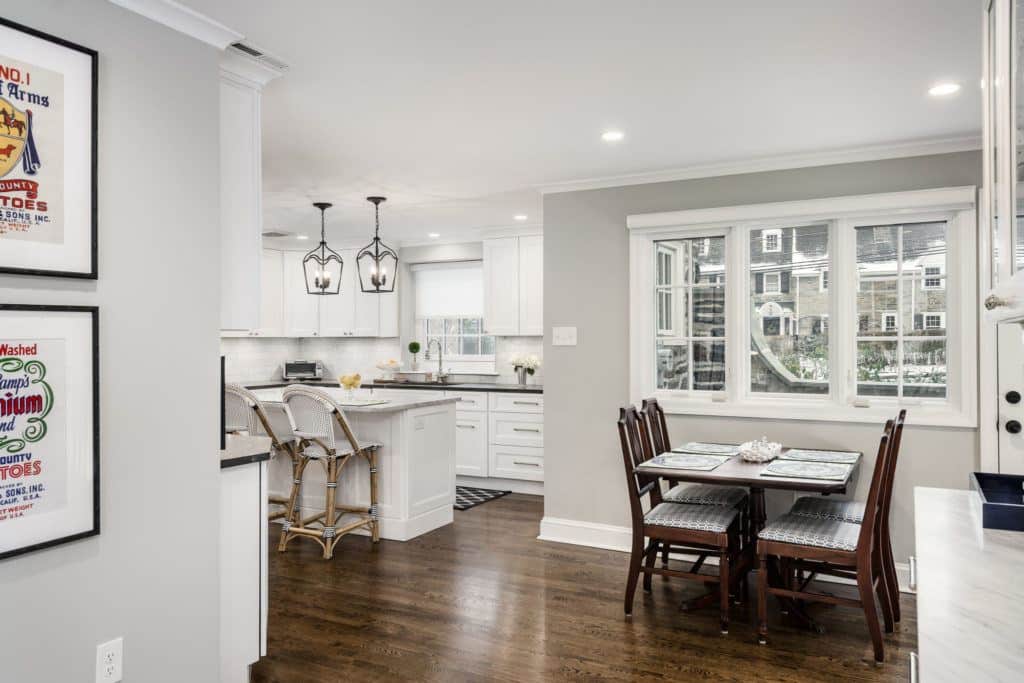 view of kitchen and small dining room table 