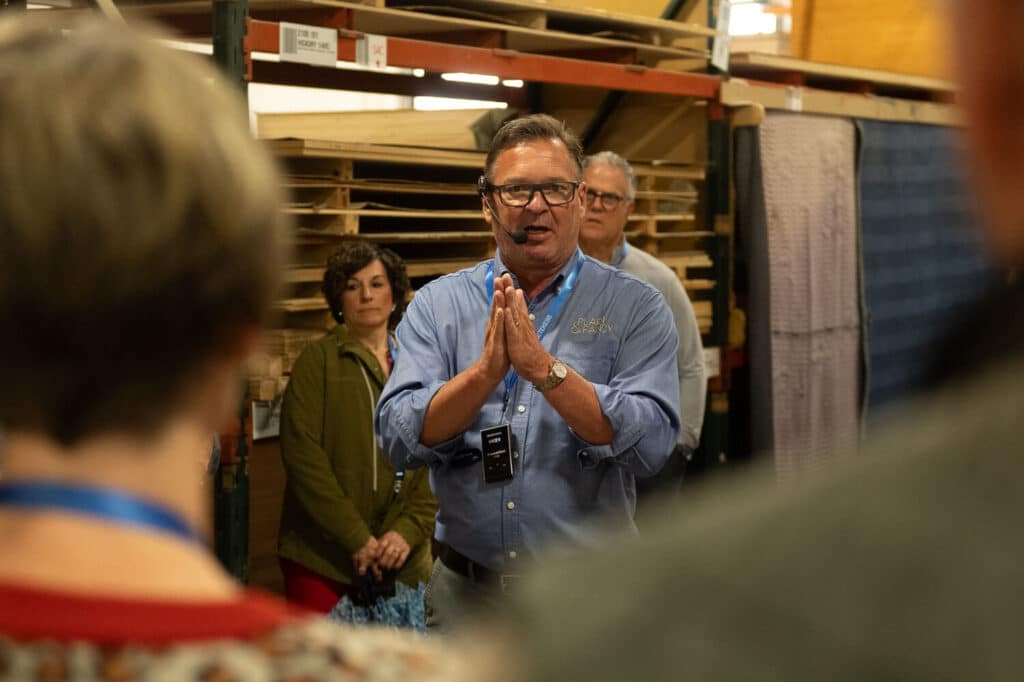 Plain & Fancy's cabinetry expert Brian Yahn explains the construction process on day two of training.