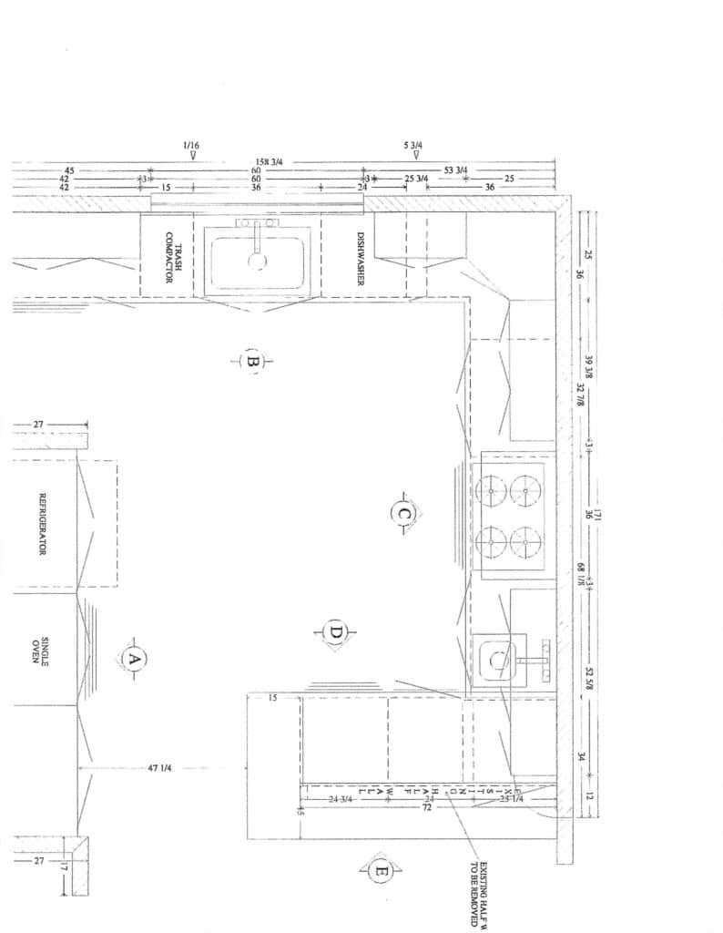 Kitchen designed with custom cabinets floor plan