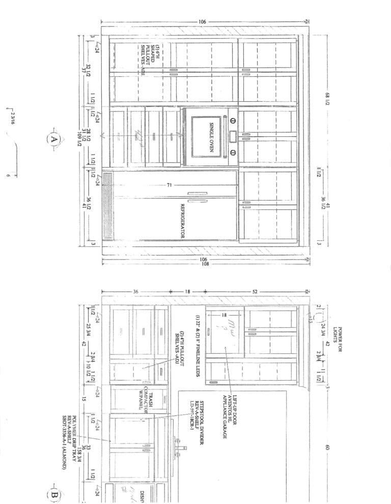 Custom cabinet drawings. Elevations.