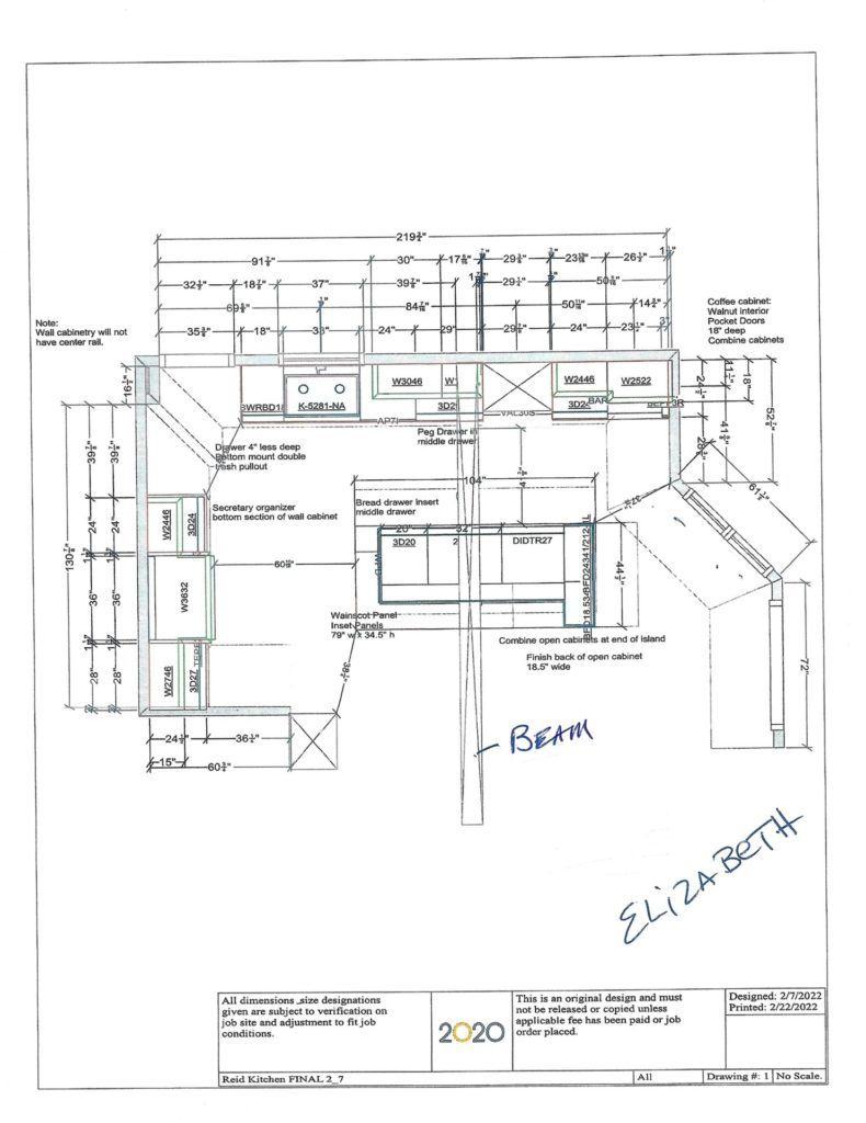 Elizabeth's floor plan with beam