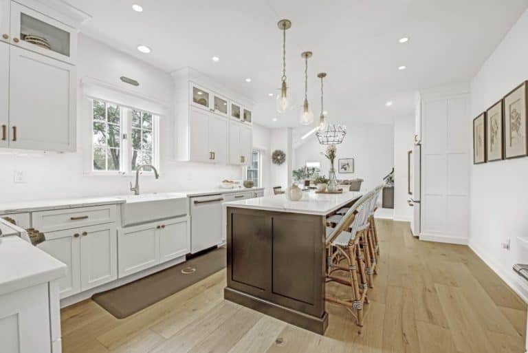 Kitchen with white luxury appliances