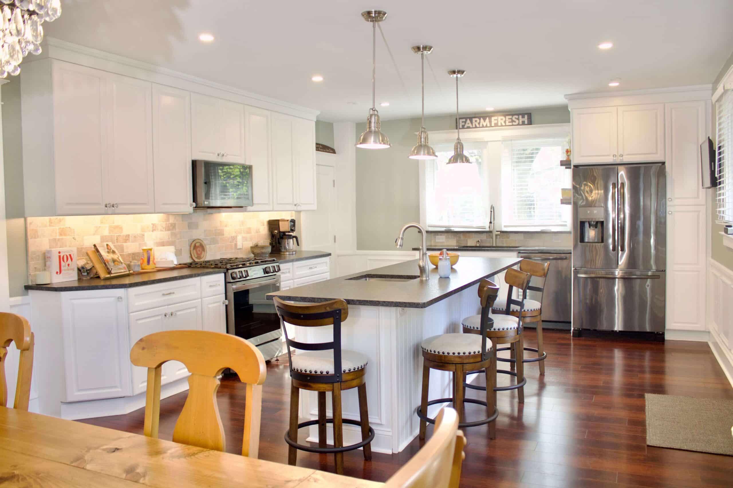 Remodeled kitchen in East Norriton designed by Main Line Kitchen Design in Fabuwood Hallmark Frost.