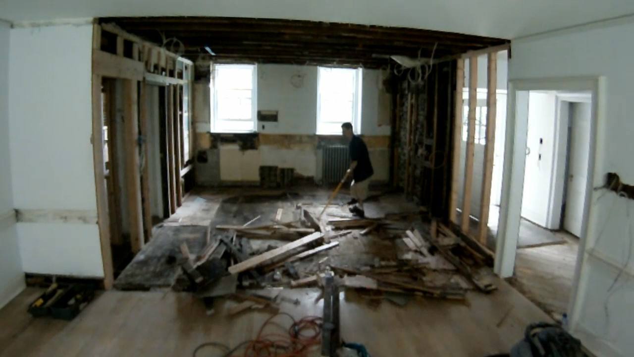 Demolition. Removing flooring