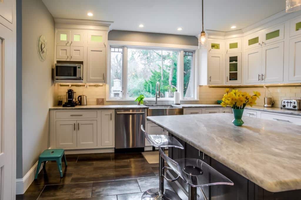 Brighton cabinets with marble countertop. Location Swarthmore. PA