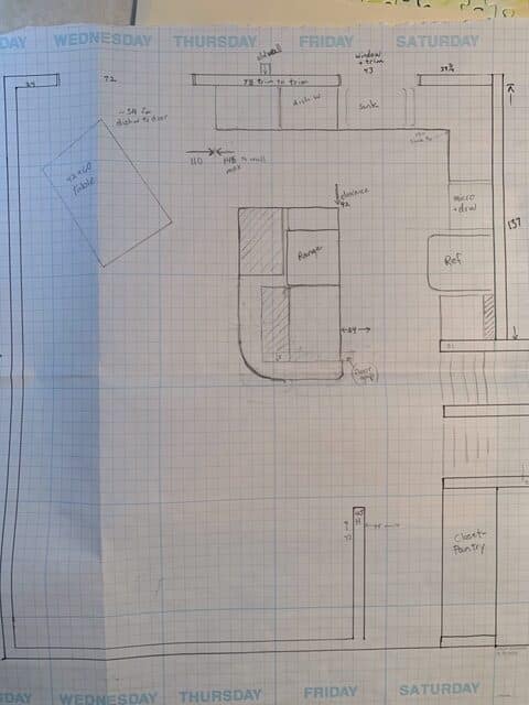 Floor plans of of Vicki's Shiloh kitchen