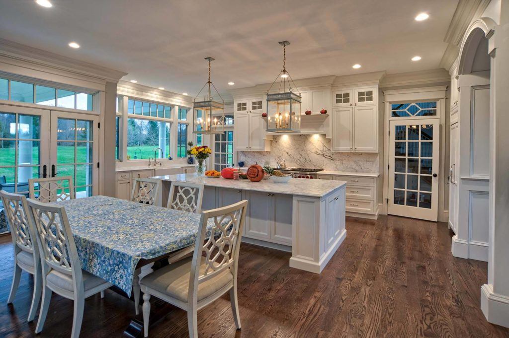 Doylestown, PA Brighton Kitchen large white kitchen with dining area 