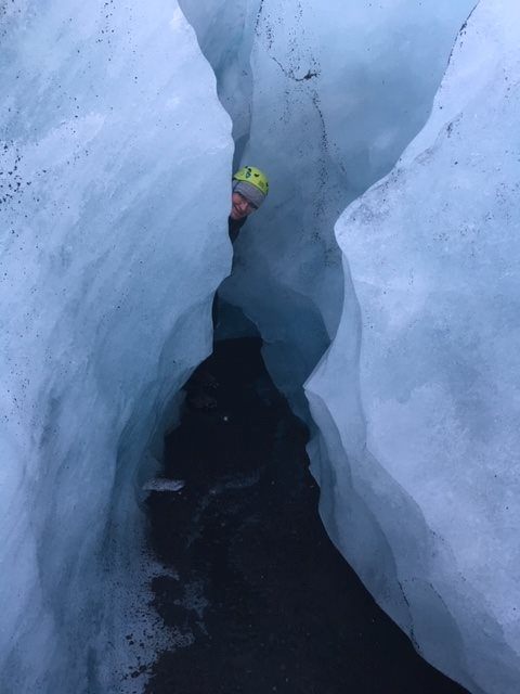 Paul emerging from glacier