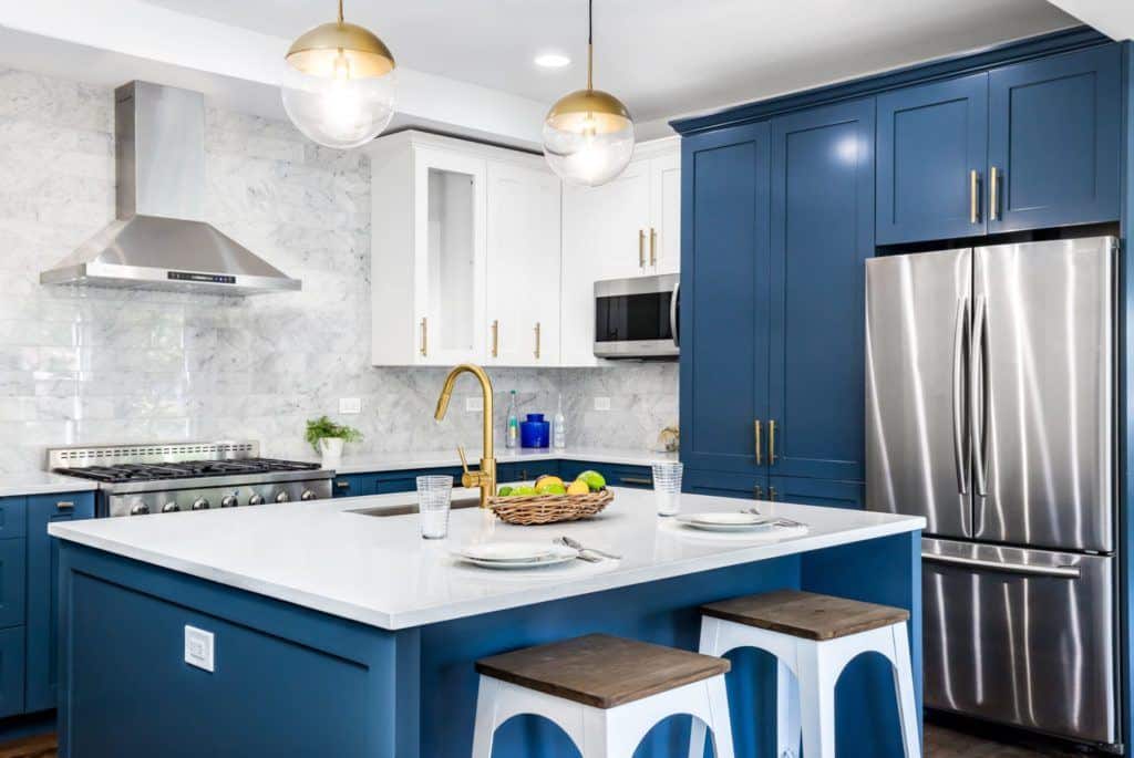 blue cabinets