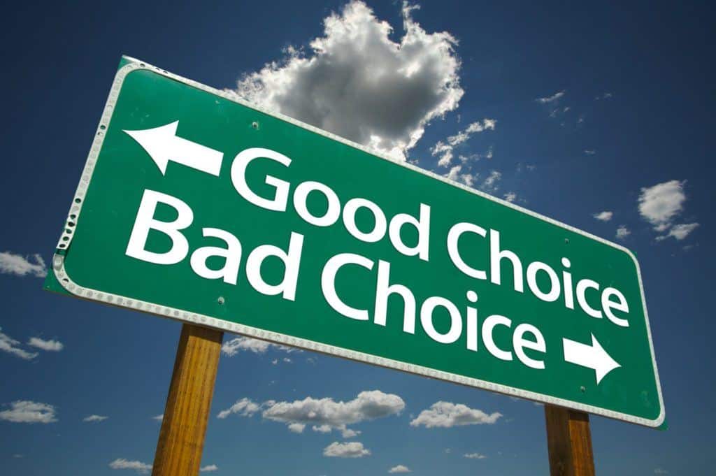 sign of good choice and bad choice directions 